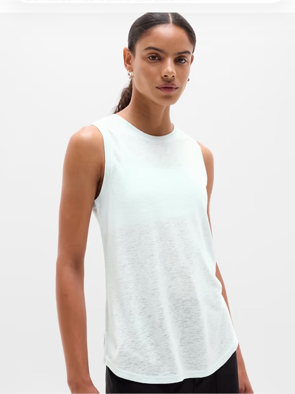 Athleta Breezy Lightweight Tank with a linen-like texture - Sky blue